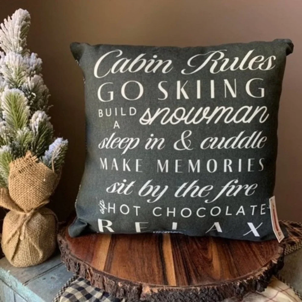 NEW Target Bullseyes CABIN RULES Decorative Throw Pillow, WINTER HOLIDAY DECOR